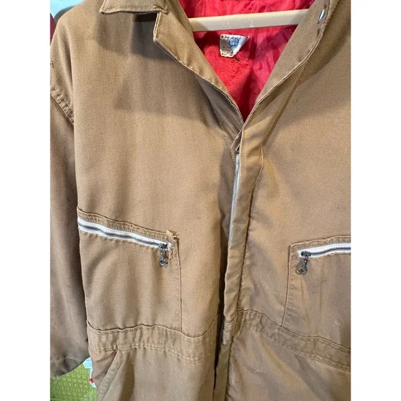 Vintage 60/70s Big Ben Wrangler Brown Duck Canvas Insulated Coverall Scovill  XL - Picture 4 of 11